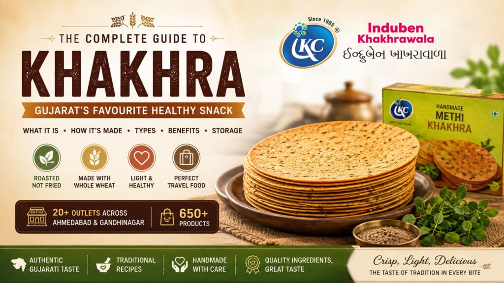 Stack of freshly roasted handmade methi khakhra from Induben Khakhrawala Ahmedabad