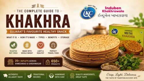 Stack of freshly roasted handmade methi khakhra from Induben Khakhrawala Ahmedabad